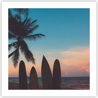 Produktbild von Poster - Poster ohne Rahmen - Strand Meer Palme - 50x50 cm - Wand Bild - Wanddeko - Wandbilder - Kunstposter - Wandposter - Bilder - Kunstdruck - Wanddekoration - Wandbild - P2XAC50x50-4080