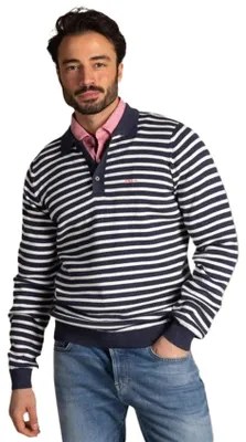 Produktbild von dunkelblaues Poloshirt New Zealand gestreift