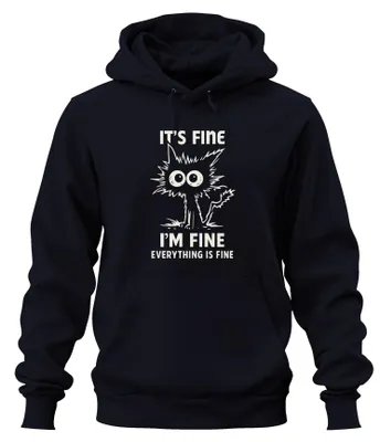 Immagine prodotto di Va bene, sto bene, tutto va bene, lustige Katze sarkastisch Unisex Felpa con cappuccio Kapuzenpullover, Navy, L