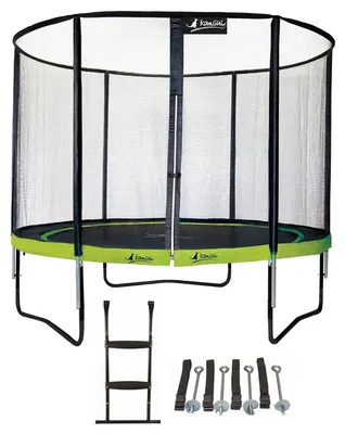 Produktbild von Trampolin Ø 300cm + Sicherheitsnetz + Leiter + Verankerungsset - PUNCHI 300 Grün