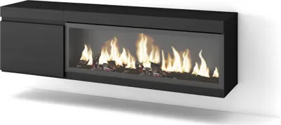 Immagine prodotto di COZY Mobile TV Soggiorno, 158x35x45cm, Per TV fino a 65, Camino elettrico XXL, da appendere, Nero