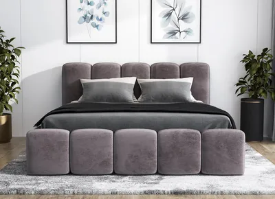 Produktbild von Polsterbett SON mit Bettkasten und Metallgestell 180 x 200 cm. Modernes Doppelbett mit Stauraum, mit Matratze. Farbe: Grau