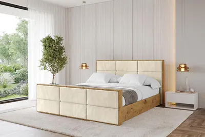 Produktbild von ALTDECOR Polsterbett mit Bettkasten - ENZO1-Z - 180x200  Beige- Bett mit Kopfteil und Fußteil, Boxbett ohne Matratze, Doppelbett mit Stauraum