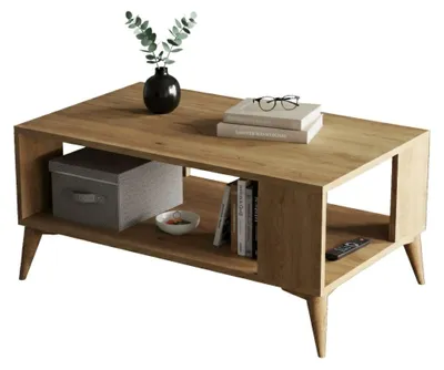 Produktbild von Dmora Couchtisch Lozio 90x41,6x54h cm, Eiche Braun, rechteckiges Fach
