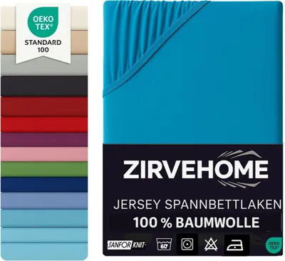 Produktbild von Spannbettlaken 180x200-200x200 cm - Jersey Spannbetttuch 100% Baumwolle - Komfort Bettlaken für Matratzen bis 30 cm Höhe, Spannbettlaken Petrol
