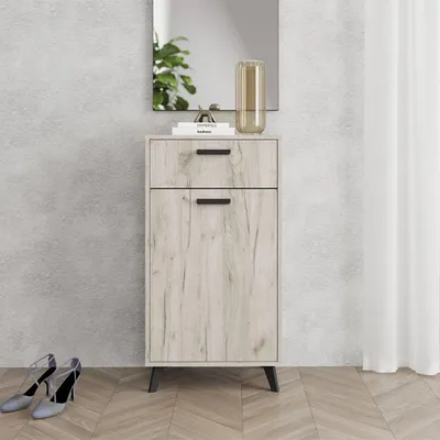 Image de Sezzadio - Meuble d'entrée, 54x35x101h cm chêne brun, un tiroir