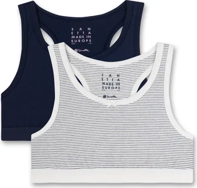 Produktbild von Sanetta 2er Pack Mädchen Bustier Off White geringelt und Dunkelblau