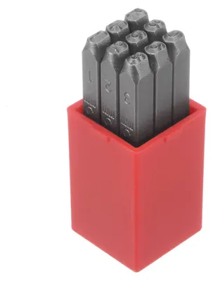 Produktbild von 9-teiliges Set mit Zahlstempeln – Metallstempel für verschiedene Materialien