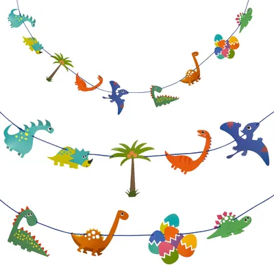 Produktbild von Oblique Unique Dino Girlande 3m Dinosaurier Kinderzimmer Hänge Deko Kinder Geburtstag Party Dekoration