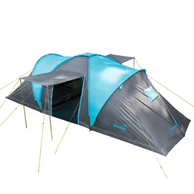 Produktbild von Familienzelt Skandika Hammerfest 6 Personen Kuppelzelt, mit 2 Sonnendächer (blau)