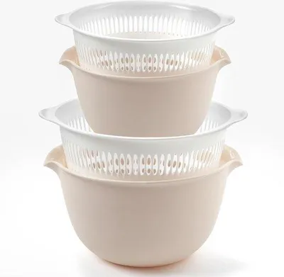 Produktbild von Famanu Küchensieb Set (2er-Pack) - 2-in-1 lebensmittelechte Pastasieb mit Abtropfschale, 1,7 l & 1,1 l