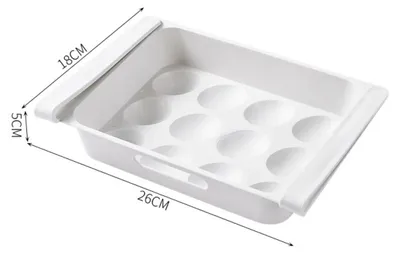 Obrázek produktu pro Přihrádka na vejce do lednice | Organizér do lednice na 12 vajec | 26x18x5cm Přídavná zásuvka na vejce do lednice | Box na ovoce | Chladicí přihrádka | Výsuvná přihrádka průhledná