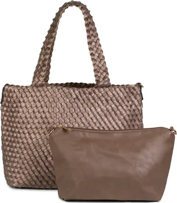Produktbild von styleBREAKER XXL Wendetasche in Flecht-Optik, Shopper Tasche, 2 Taschen, Handtaschen Set, Bag in Bag, Schultertasche, Damen 02012163