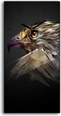 Produktbild von Wandkunst Leinwand Bild Uhr Geräuschlos Kunstdruck 30x60 Tier Vogel Adler Kunst - schwarze Hände