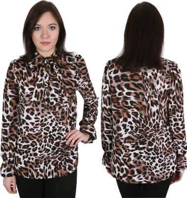 Produktbild von Elegante Damenbluse mit Leopardenmuster, im Nacken gebunden JOHN ZACK S