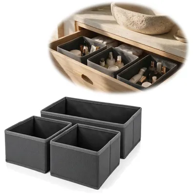 Produktbild von LS-LebenStil Schubladen Organizer 3´er Set Ordnungssystem Regalbox Aufbewahrungsbox Faltkiste Kleiderschrank Aufbewahrungskorb für Schubladen & Regale