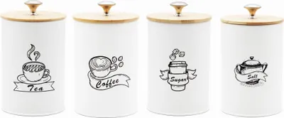 Produktbild von Stilvolles 4er-Set Vorratsgläser – Kaffee, Tee, Zucker & Salz