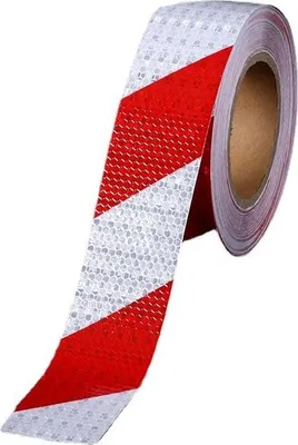 Produktbild von Reflektierendes Sicherheitsband in Rot und Weiß, selbstklebend, Warnhinweis für den Nachtverkehr, reflektierender Aufkleber für Autos und Straßenmarkierungen, 5 cm x 25 m