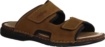 Produktbild von Rieker 25559-25 Herrenpantolette, Leder, Braun, Klettverschluß - Herrenschuhe Sandale / Pantolette, Braun, leder