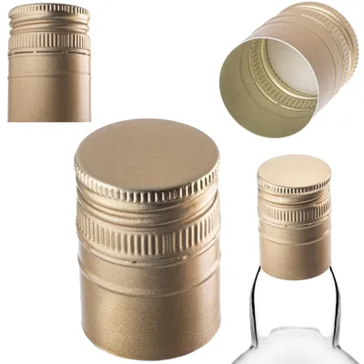 Zdjęcie produktu dla Aluminiowa zakrętka do butelek (złota, 50 sztuk)
