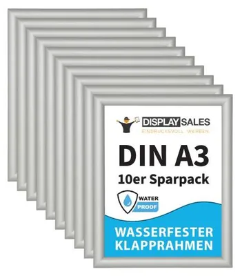 Produktbild von Wasserfester Klapprahmen DIN A3 silber 25mm (10 Stück)