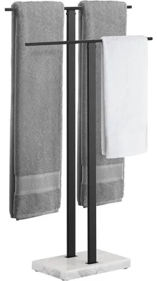 Produktbild von Handtuchständer Stehend mit 2 Armen Edelstahl SUS304 Marmor Basis Schwarz 84 cm Höhe