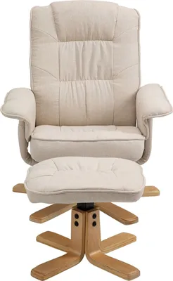Produktbild von Relaxsessel CHARLY mit Hocker drehbar neigungsverstellbar beige  [Max. Belastbarkeit 100 kg] für Wohnzimmer, TV-Sessel Fernsehsessel mit Liegefunktion Polstersessel und Hocker