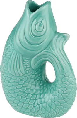 Produktbild von Gift Company Vase Monsieur Carafon XS, Dekovase in Fisch-Form, Steingut, Mint Cream, 12.5 cm, 78350
