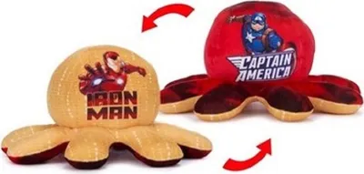 Produktbild von Oktopus Reversible Rainbow Kuscheltier Wende Plüschtier Octopus groß 20 cm doppelseitiger Flip Spielzeug Geschenkidee Octopus Marvel Iron Man Captain America