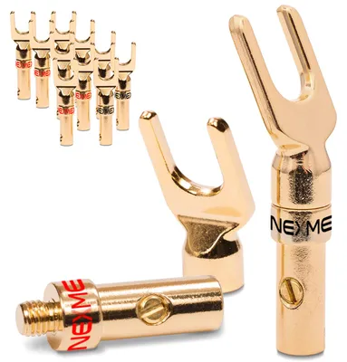 Produktbild von 12x NEXMEX High End Kabelschuhe 24k vergoldet Gabelschuhe für Kabel bis 6mm²