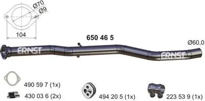Produktbild von ERNST Abgasrohr Auspuffrohr für VOLVO V70 III (135) 650465