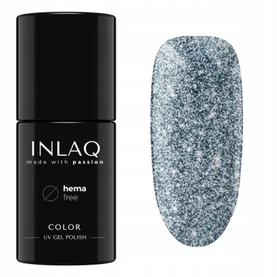 Zdjęcie produktu dla INLAQ Lakier Brokatowy Hybrydowy Flashing Aquarius 6ml HEMA Free