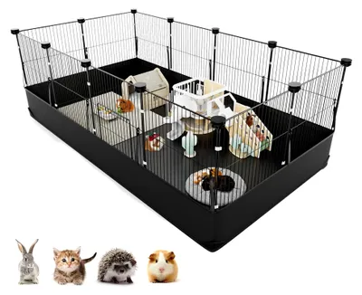 Produktbild von Aystkniet Meerschweinchen Gehege, Freigehege mit Wasserdichtem Bodenfutter, Kleintiergehege für Hamster, Kaninchen, Schildkröte, Igel, Welpe, Kätzchen Gerbil, Kleintierkäfig 122CM x 60CM x 40CM