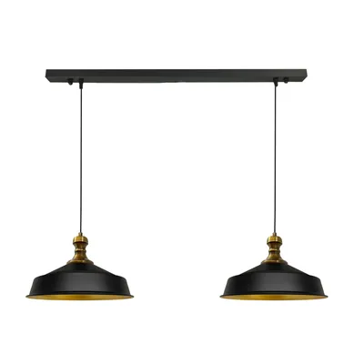 Produktbild von Pendelleuchte Asletl-Knob Hängelampe aus Metall 2 Flammige, E27, Schwarz Vintage Lampe