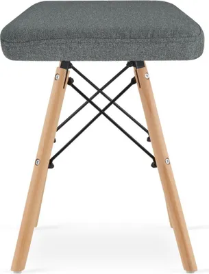 Produktbild von Best For Home Hocker – Grauer Samthocker mit natürlichen Holzbeinen – Rechteckiger Polsterhocker im modernen Stil – Komfortabler Sitzhocker für Wohnzi