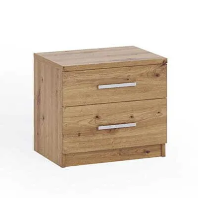 Zdjęcie produktu dla Stolik nocny BONO BO-04 Dąb ARTISAN 2-Szuflady Szafka Nocna Do Sypialni