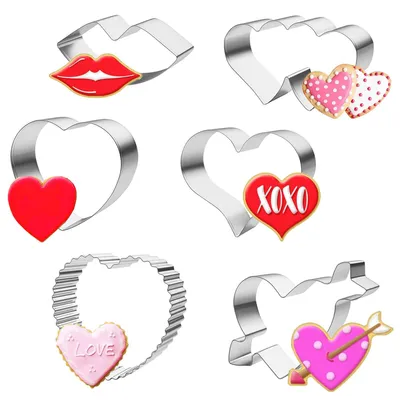 Productafbeelding van Hartvormige uitsteekvormen, 6 stuks voor Valentijnsdag