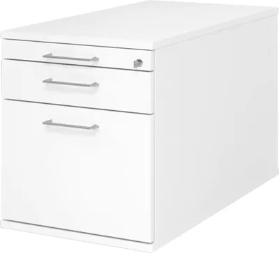 Produktbild von Rollcontainer abschließbar BxTxH 428x800x512 mm 1 x  Utensilienfach, 1 x Schublade, 1 x HR-Auszug, weiß