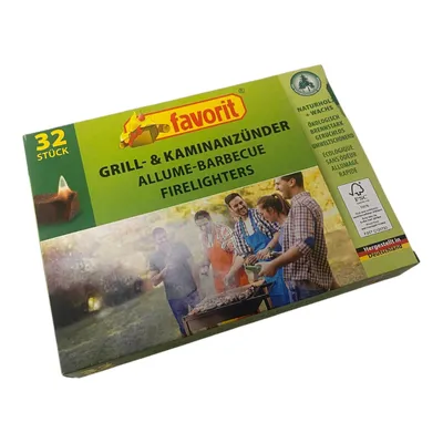 Produktbild von favorit Grill und Kaminanzünder 32 Stück Naturholz + Wachs, Ökologisch, Brennstark, Geruchlos, Umweltschonend