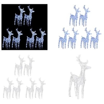 Imagen del producto de vidaXL, 6 ciervos LED, blanco frío, 240 LEDs, acrílico. Decoración navideña: ciervos navideños, ciervos iluminados
