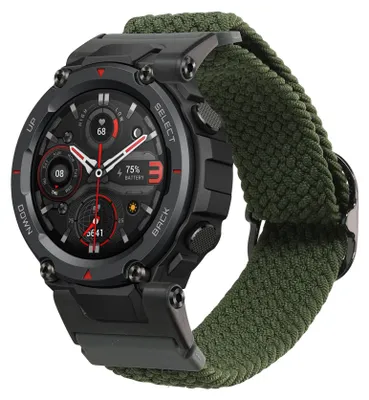 Produktbild von kwmobile Armband kompatibel mit Huami Amazfit T-Rex / T-Rex Pro - Nylon Fitnesstracker Sportarmband Band in Dunkelgrün - Innenmaße von