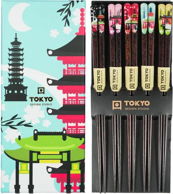 Produktbild von Tokyo 5er Essstäbchen Tempelmotiv  in Geschenkbox