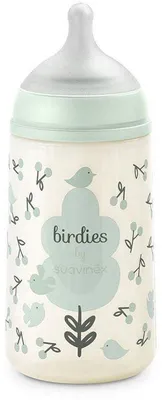 Immagine prodotto di Biberon Suavinex Birdies, tettarella SX Pro M, 270 ml, 3-6 mesi, verde