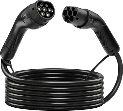 Productafbeelding van Verlengkabel voor elektrische auto-opladers, 16 ampère, 7 meter, maximaal 11 kW. Compatibel met alle Type 2 elektrische auto-opladers. 3-fase wisselstroom, 480V, 50Hz, IP65. Robuuste oplaadkabel voor auto's, inclusief draagtas