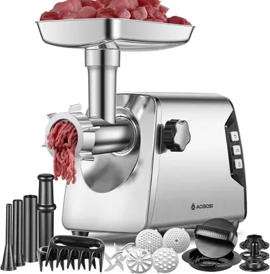Immagine prodotto di Macchina per carne elettrica – Tritacarne per carne macinata e salsicce, modello 12, acciaio inossidabile, 3000 W, massima potenza