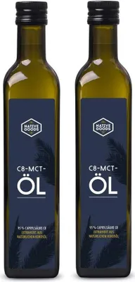 Produktbild von C8 MCT Öl aus Kokosöl 2x 500 ml (1000 ml) - 95% Caprylsäure C8 - geschmacksneutral - ketogen | native goods