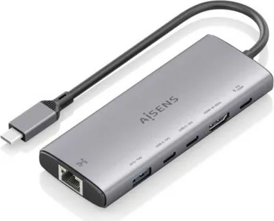 Produktbild von AISENS ASUC-6P030-GR, Kabelgebunden, USB 3.2 Gen 1 (3.1 Gen 1) Type-C, 100 W, 10,100,1000 Mbit/s, IEEE 802.3, IEEE 802.3ab, IEEE 802.3az, IEEE 802.3u, IEEE 802.3x, Grau