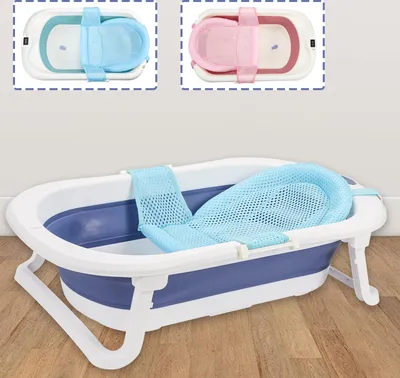 Produktbild von Hengda Baby Badewanne Neugeborenen Faltbare Babywanne Kinderbadewanne Temperatur-Sensor,Blau