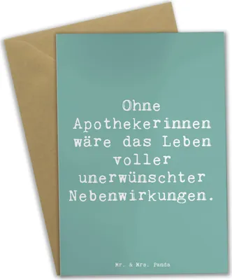 Produktbild von Mr. & Mrs. Panda Grußkarte Spruch Apothekerin Nebenwirkung - Meeresbrise - Geschenk, Heilberuf, osterkarte, Medikamente, glückwunschkarten, babykarte, osterkarten, Beruf