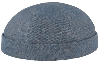 Bullani randloses Docker Cap aus 100% Leinen in blau